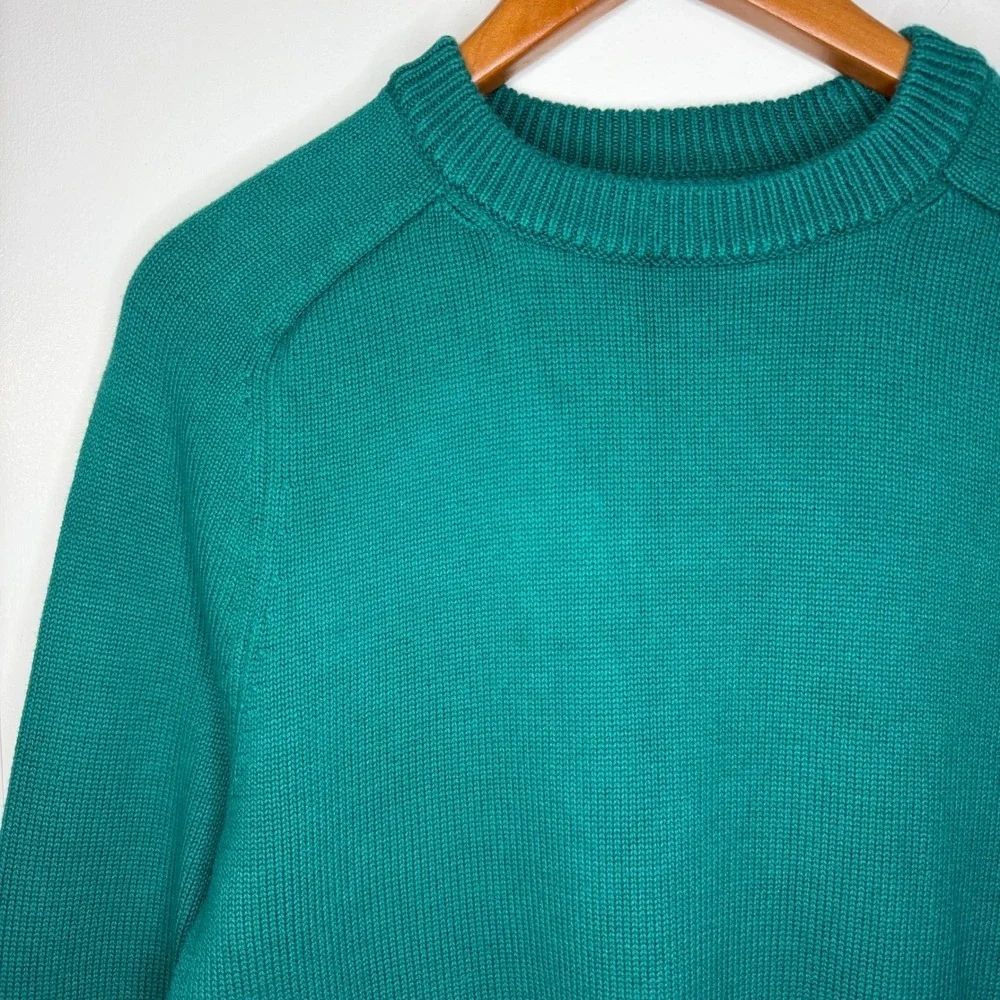 J. Crew Knit for J. Crew Teal Green Cotton Crew Neck Sweater XS
